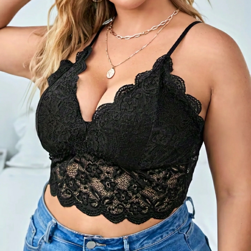 Black lace bralette plus size 2x 3x 4x available
